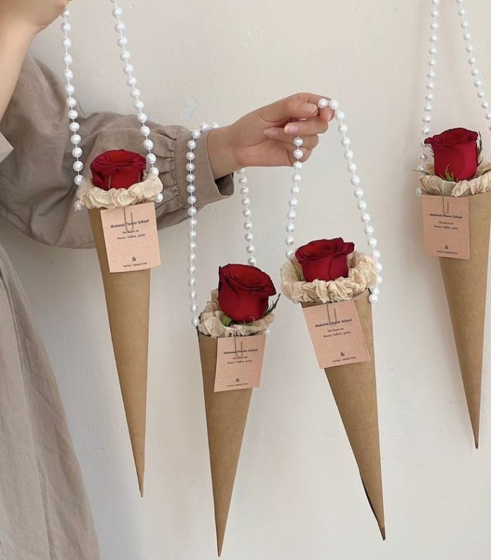Single Rose Cone Bouquet
